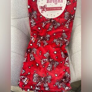 Christmas Ribbons Red & Pink Disco Bows Holiday Plush Blanket Throw 50”x70” NWT